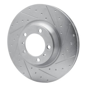 Porsche Panamera Brake Rotor (1) - Right Front - R1 Concepts - Drilled & Slotted - Silver - `17-`23